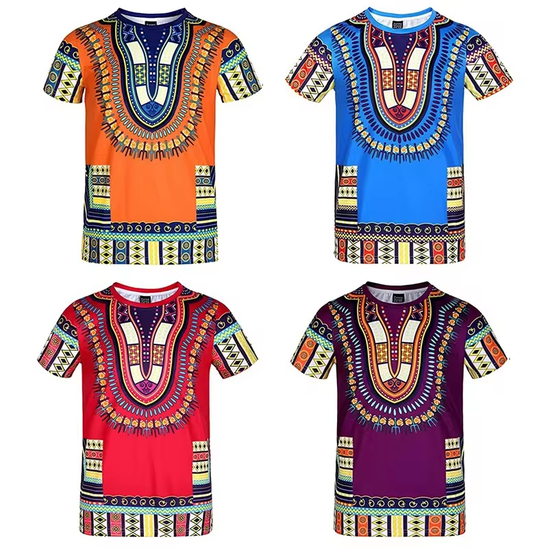 Dashiki Shirt Men - T-shirt unisexe à motifs ethniques africains
