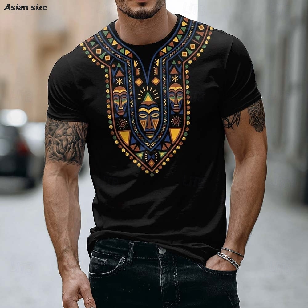 Dashiki Shirt Men - T-shirt Masque Tribal Africain Homme 2026
