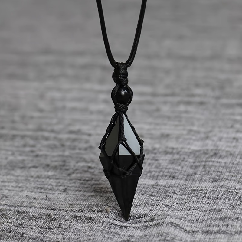 Ethnic Fashion Wear For Women - Collier pendentif en cristal d'obsidienne noire